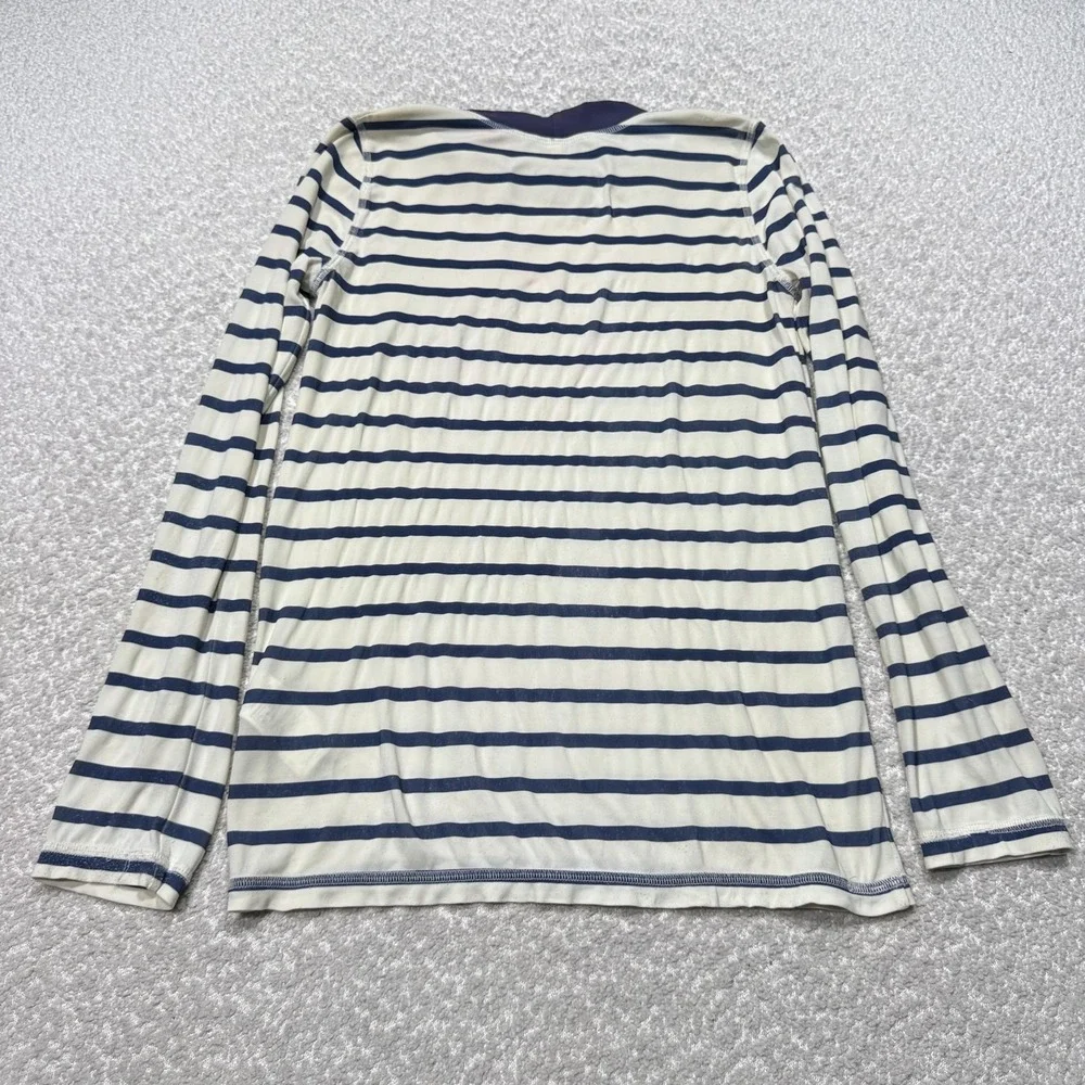 Boden Rash Guard Shirt Youth 11-12Y Blue White Striped Long Sleeve UPF 40+ Swim